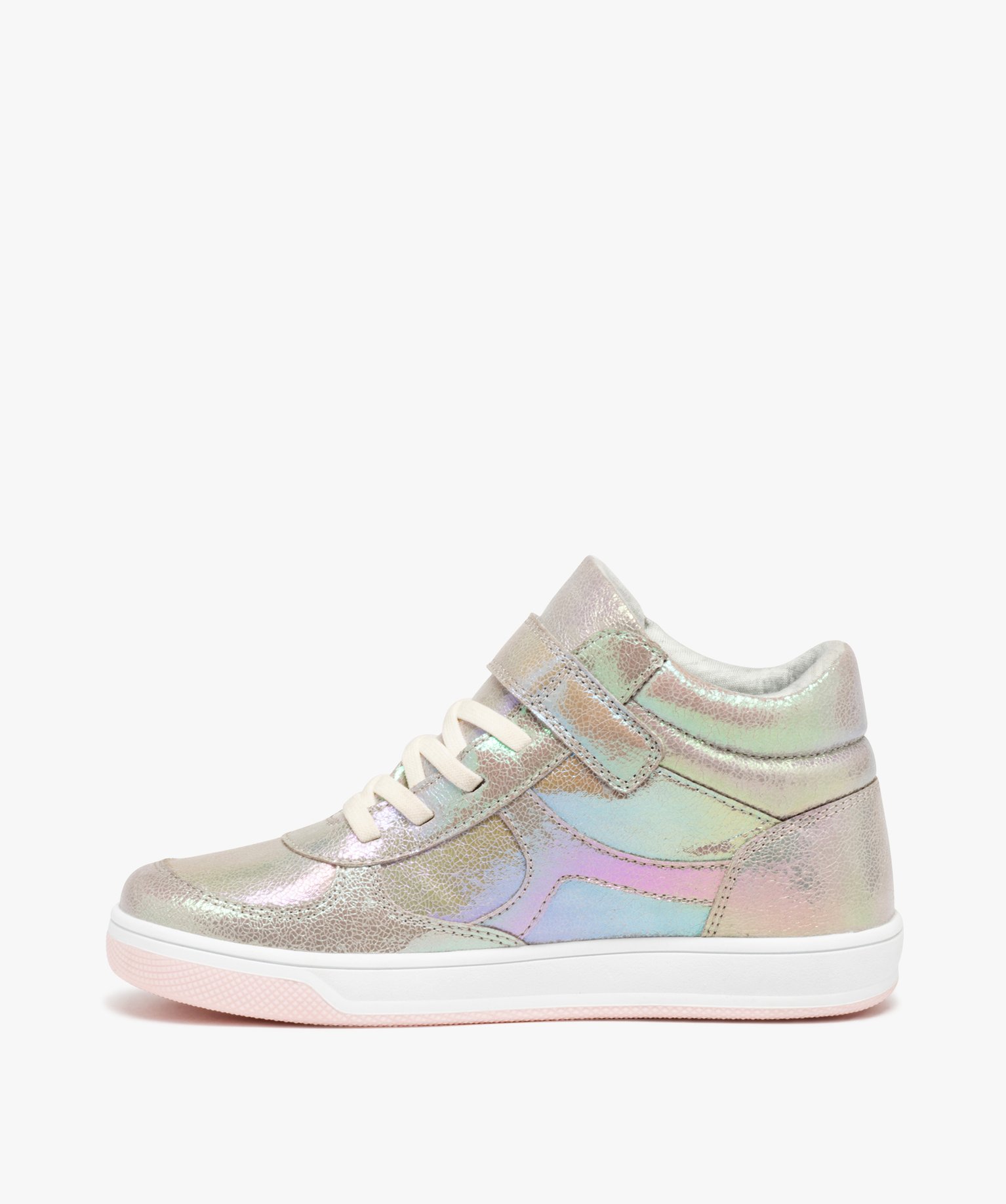 Baskets fille mid-cut irisées à scratch multicolore | GEMO