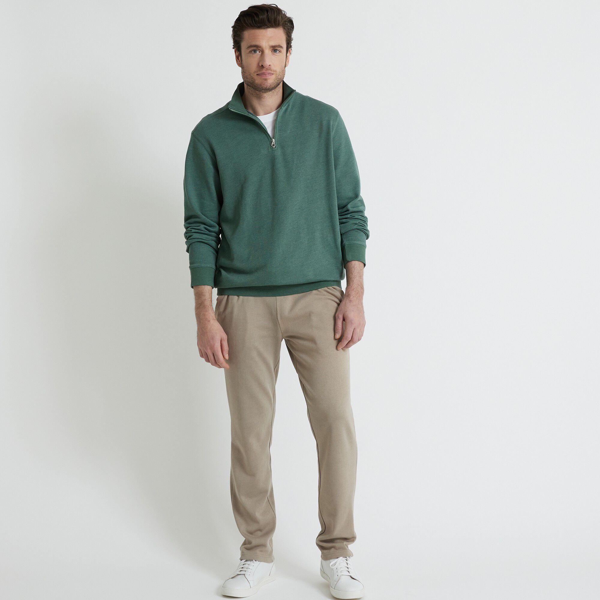 Sweat molleton col camionneur zippé