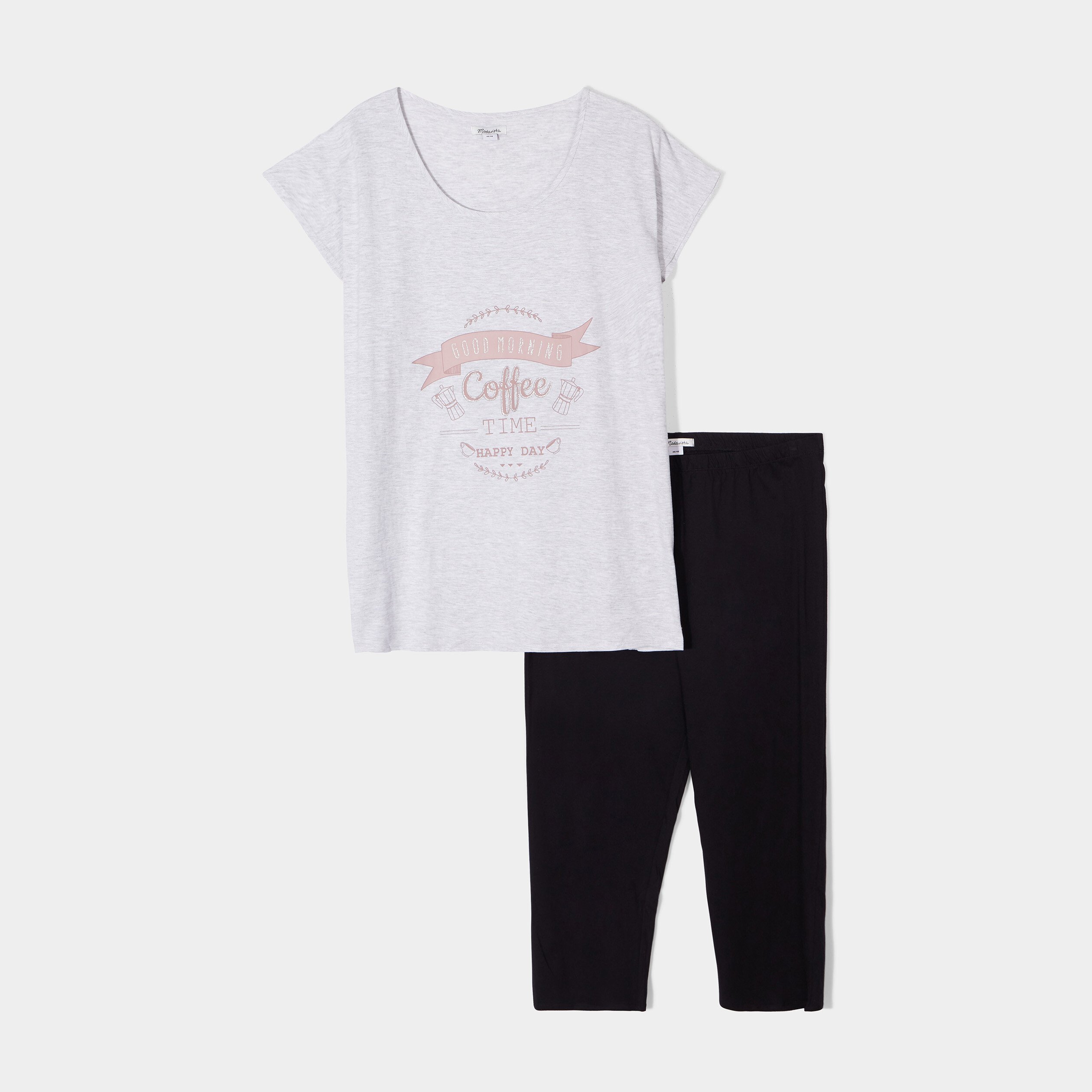 Ensemble pyjama corsaire Modavista gris clair femme grande taille | La Halle