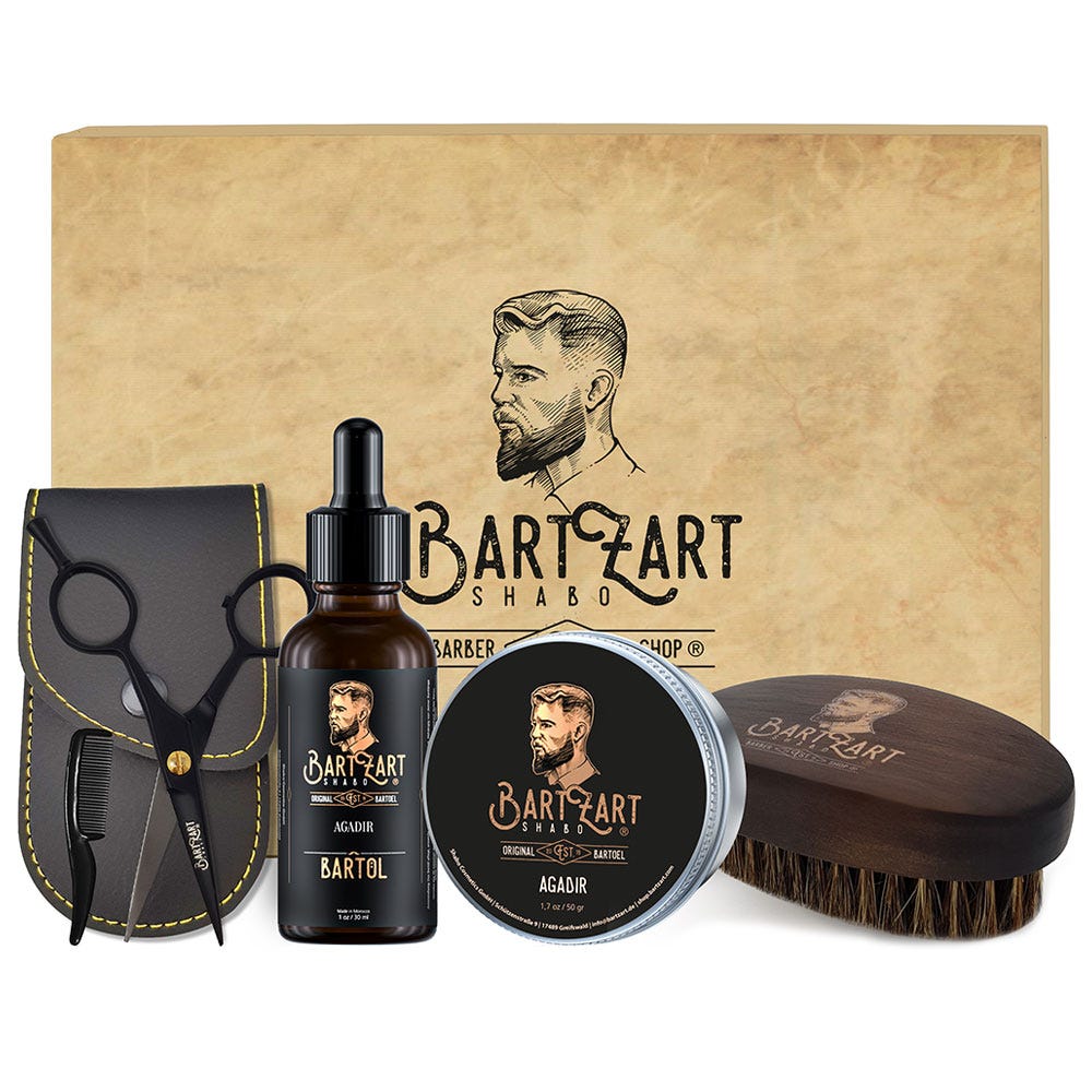 Bartzart Bartpflege Set 4 Tlg. mit Bartbürste