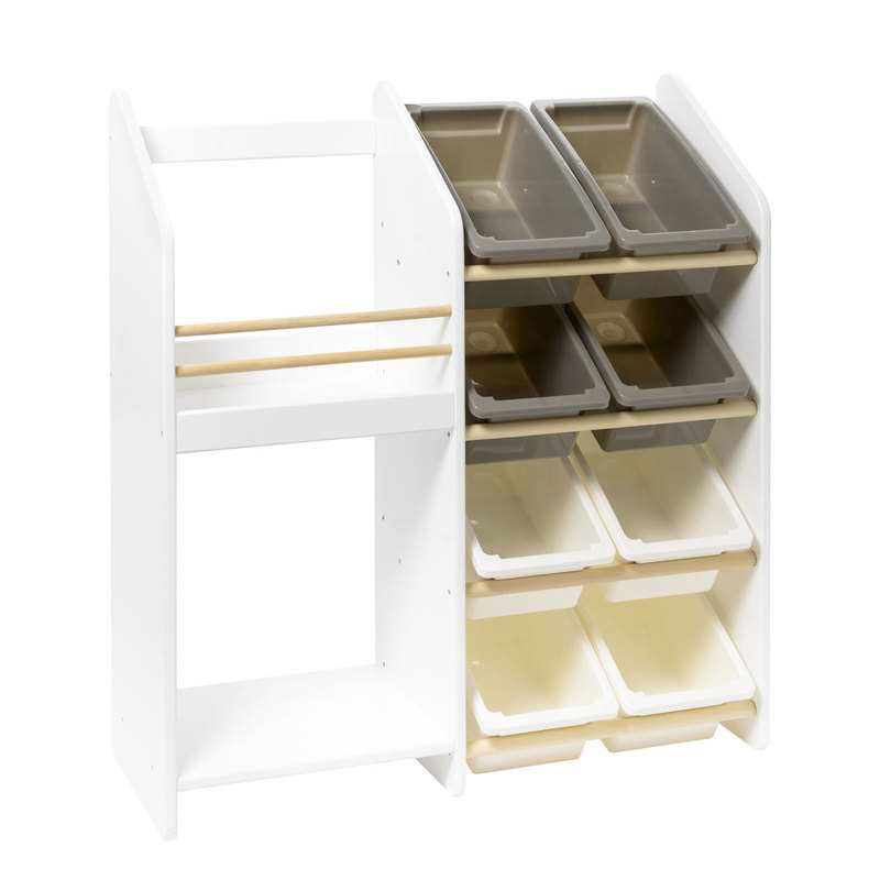 Etagère combinée 8 bacs blancs et gris Oxybul