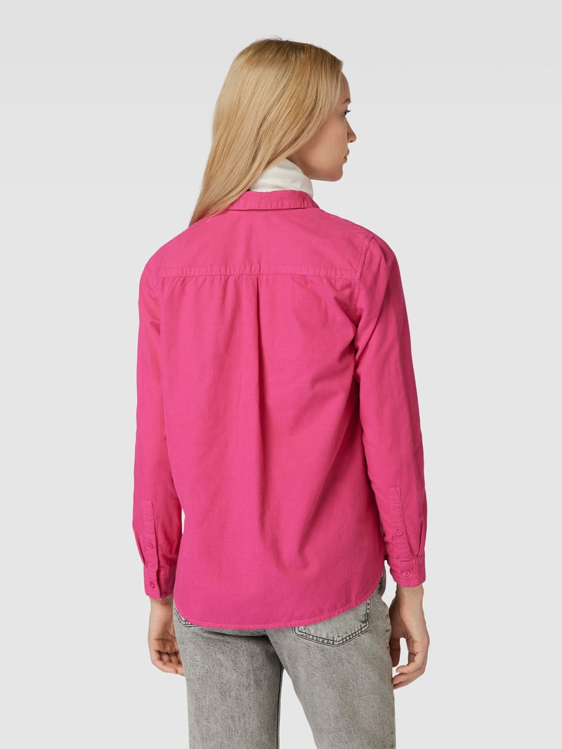 Hemdbluse in Cord-Optik mit Brusttaschen in fuchsia