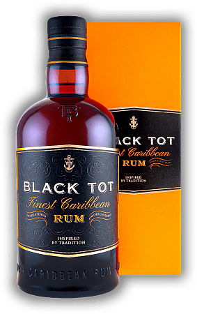 Black Tot Rum Finest Caribbean Black Tot Rum Finest Caribbean Ein besonderer Rum zur Erinnerung an einen denkwürdigen Tag, der das Ende der Rum-Ära 1970 in der British Navy besiegelte. 0,7	 Liter - Vol 46,2%