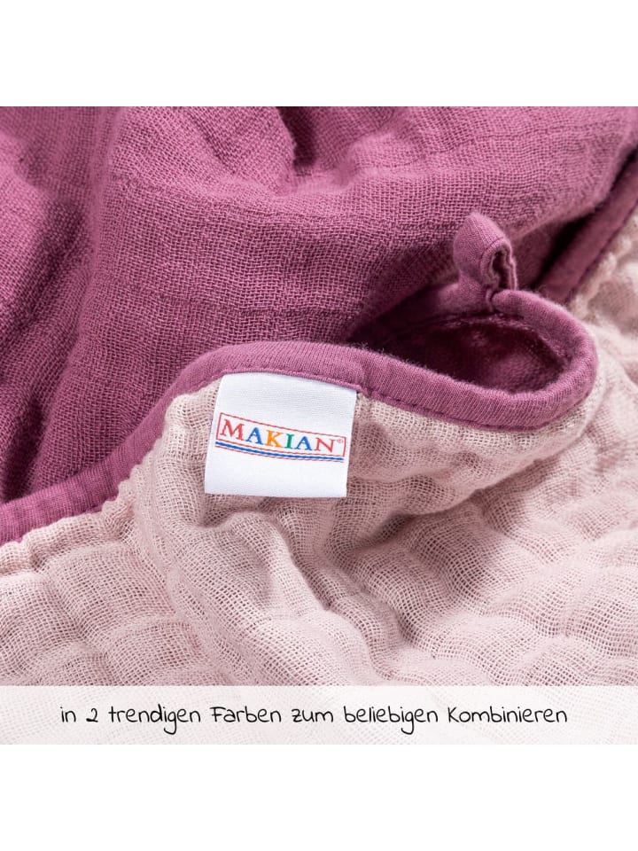 Makian Wende-Kuscheldecke / Babydecke Mull in rosa,lila günstig kaufen onesize