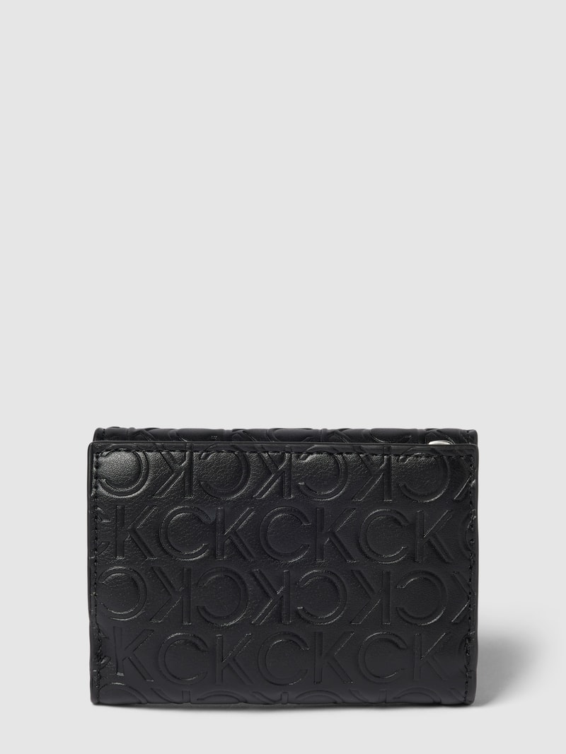 Portemonnaie mit Label-Details und Druckknopfverschluss in schwarz