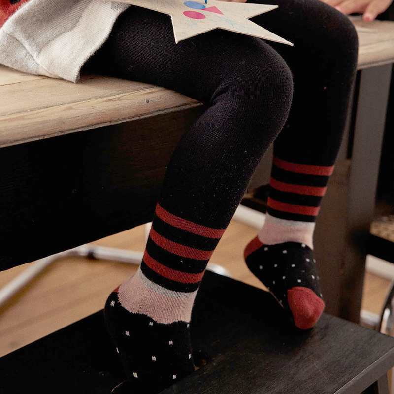 Collants bébé fille rayures et pois gris bébé fille Catimini