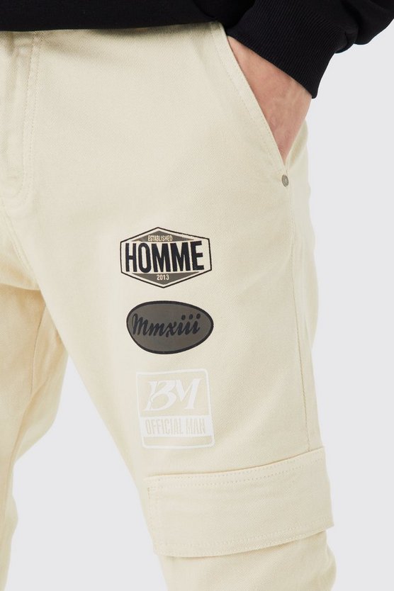 Tall Slim-Fit Cargohose mit Moto-Aufnäher