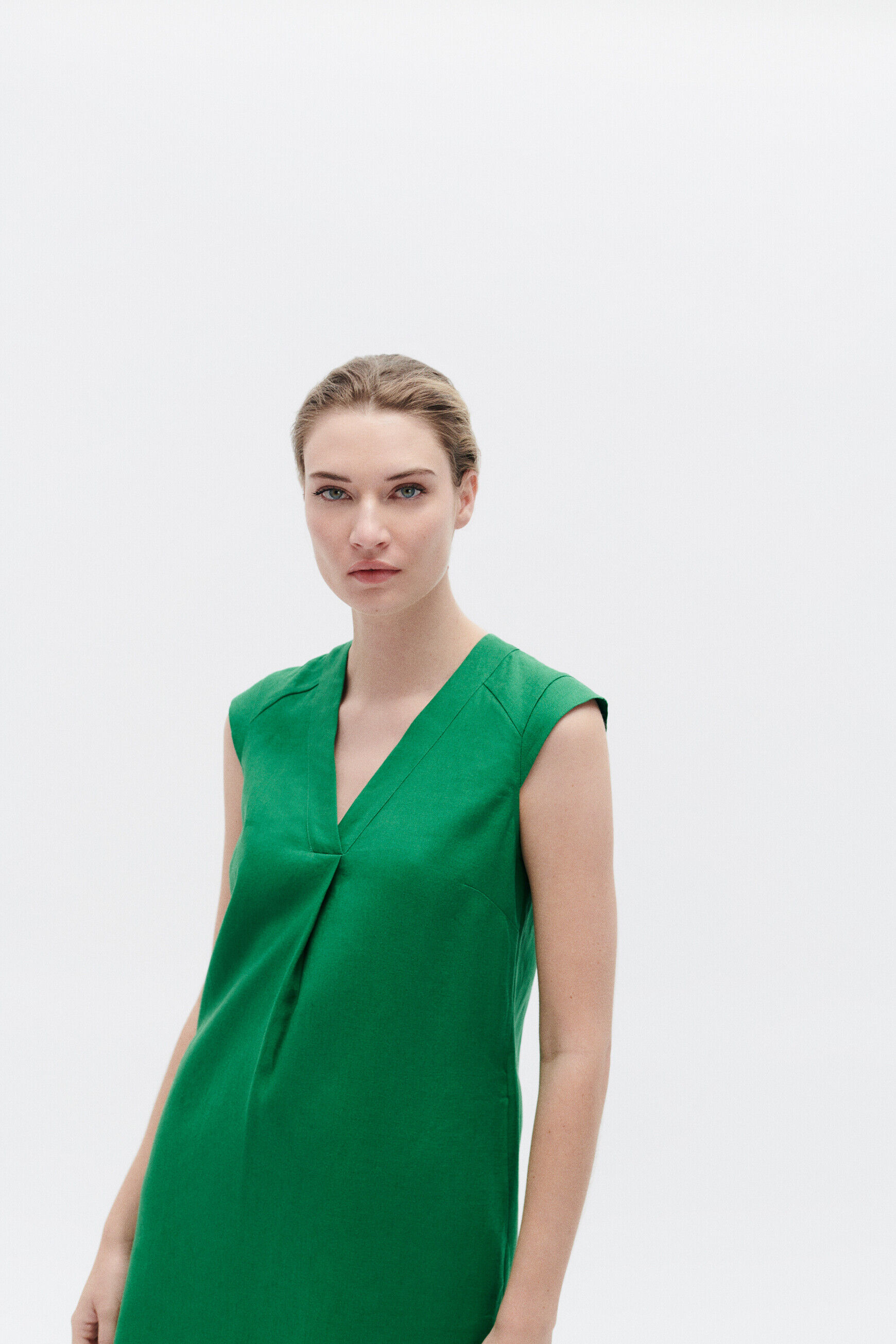 robe pamela 100% lin vert menthe femme