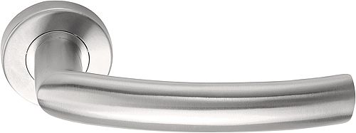 Puxador de porta maciço Formani 1501D257INXX0 BASICS LB14 com mola e roseta em aço inoxidável fosco