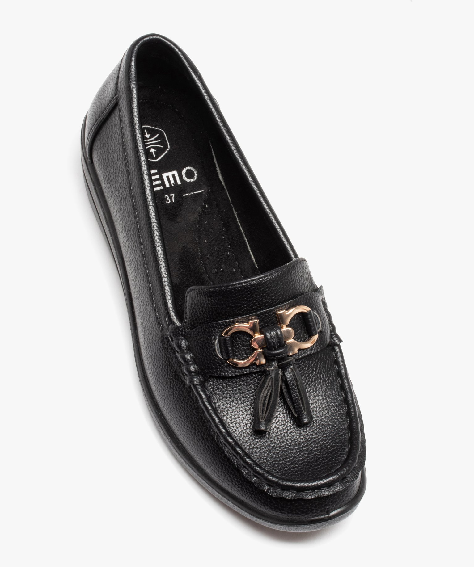 Mocassins femme confort à pampilles avec semelle compensée noir | GEMO