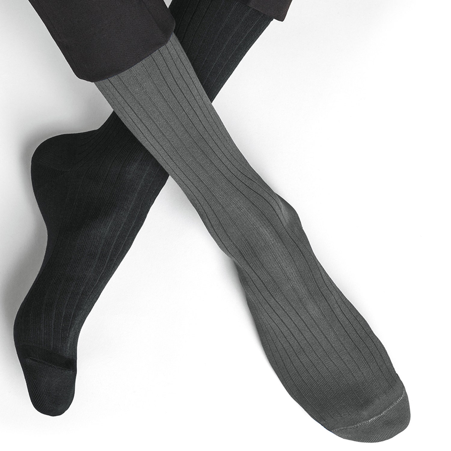 2 paires de chaussettes BLEUFORET grises côtelées Pointure 43-46