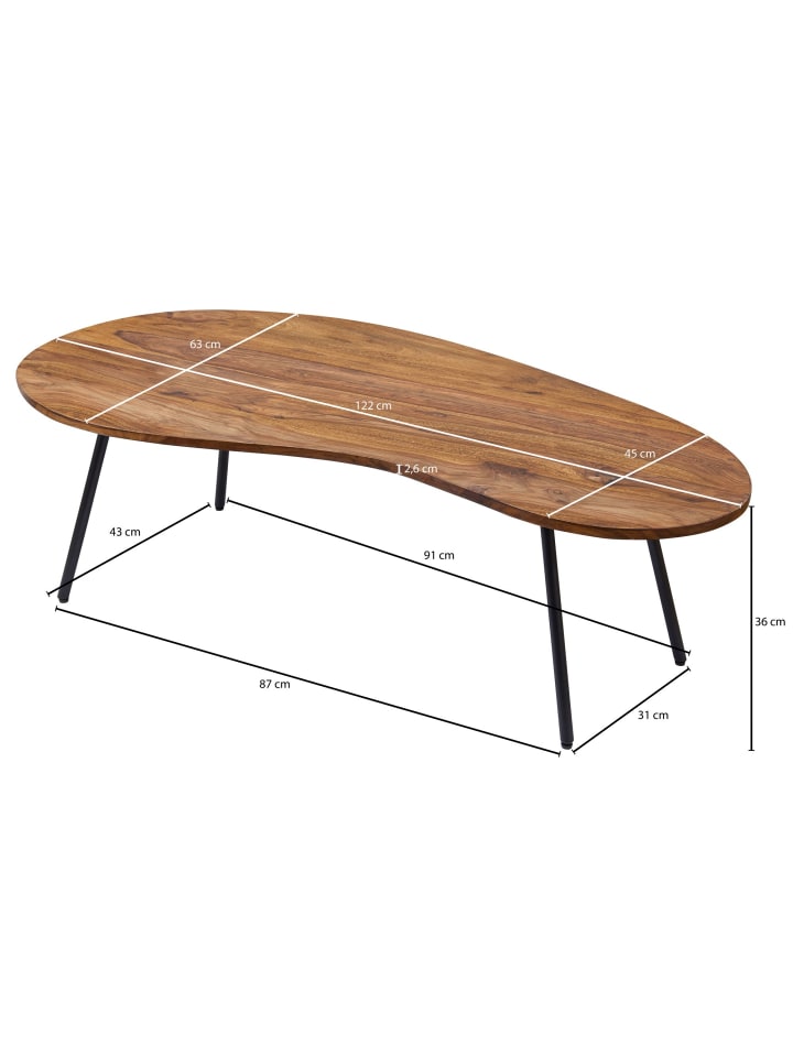 KADIMA DESIGN Couchtisch Retro | Massivholz, Metall-Gestell, Pflegeleicht in Braun günstig kaufen onesize