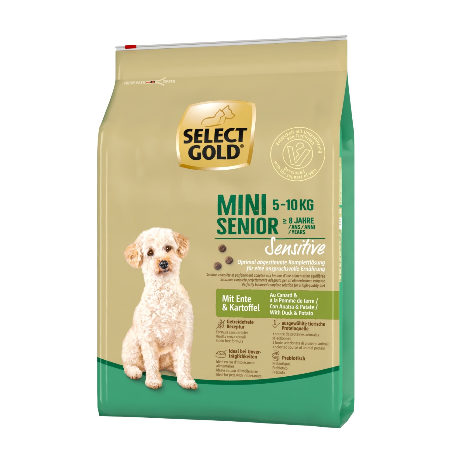 SELECT GOLD Hundetrockenfutter SELECT GOLD Sensitive Mini Senior Ente & Kartoffel 4 kg