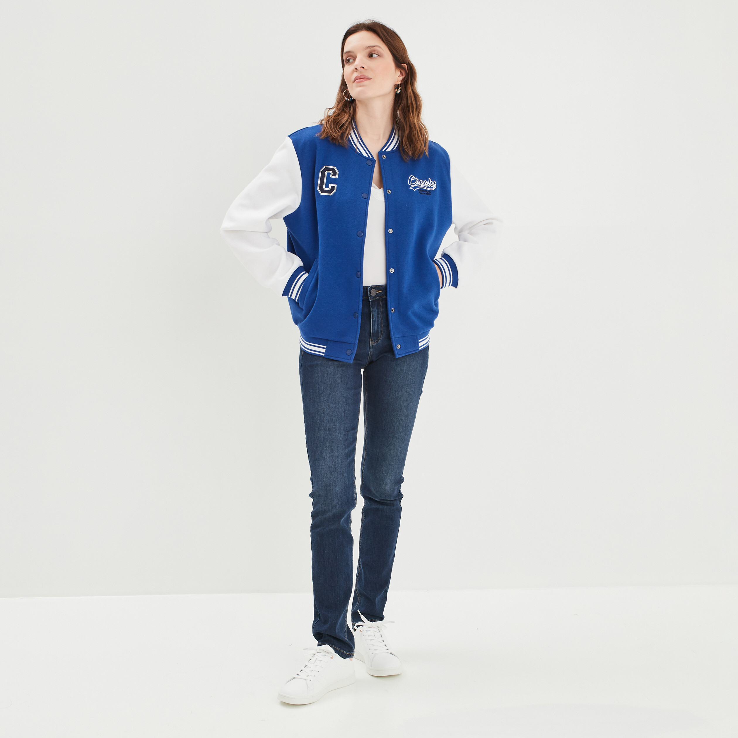 Veste teddy droite Creeks bleu femme | La Halle