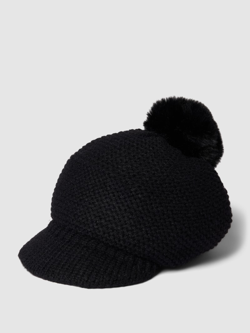 Schirmmütze mit Bommel in schwarz