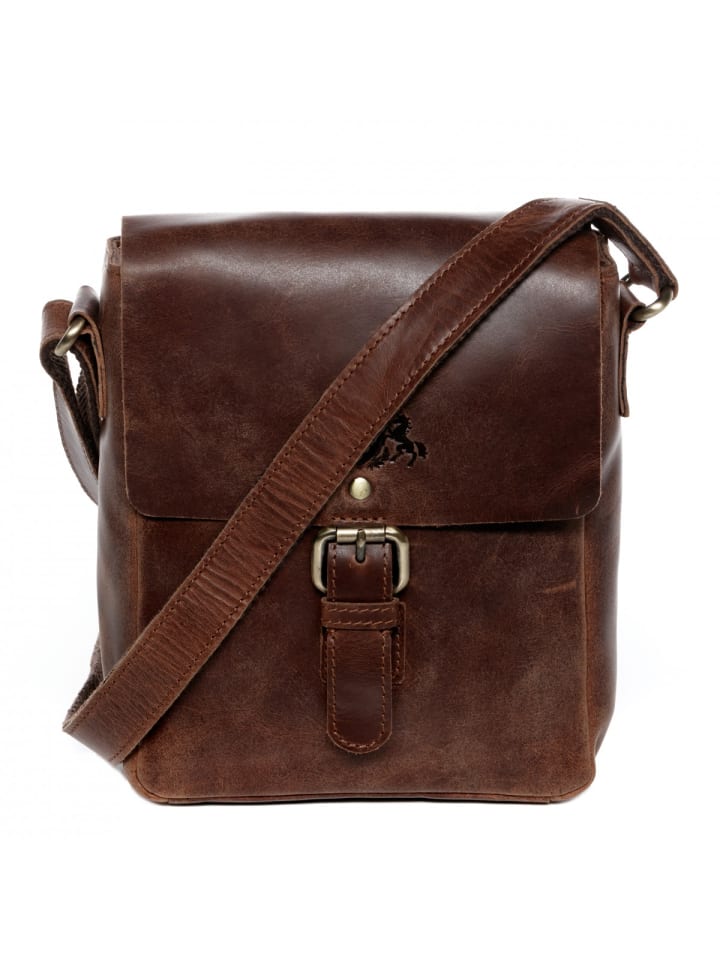SID & VAIN Leder-Umhängetasche ORLANDO Umhängetasche Cross-Body Bag echt Leder in braun günstig kaufen onesize