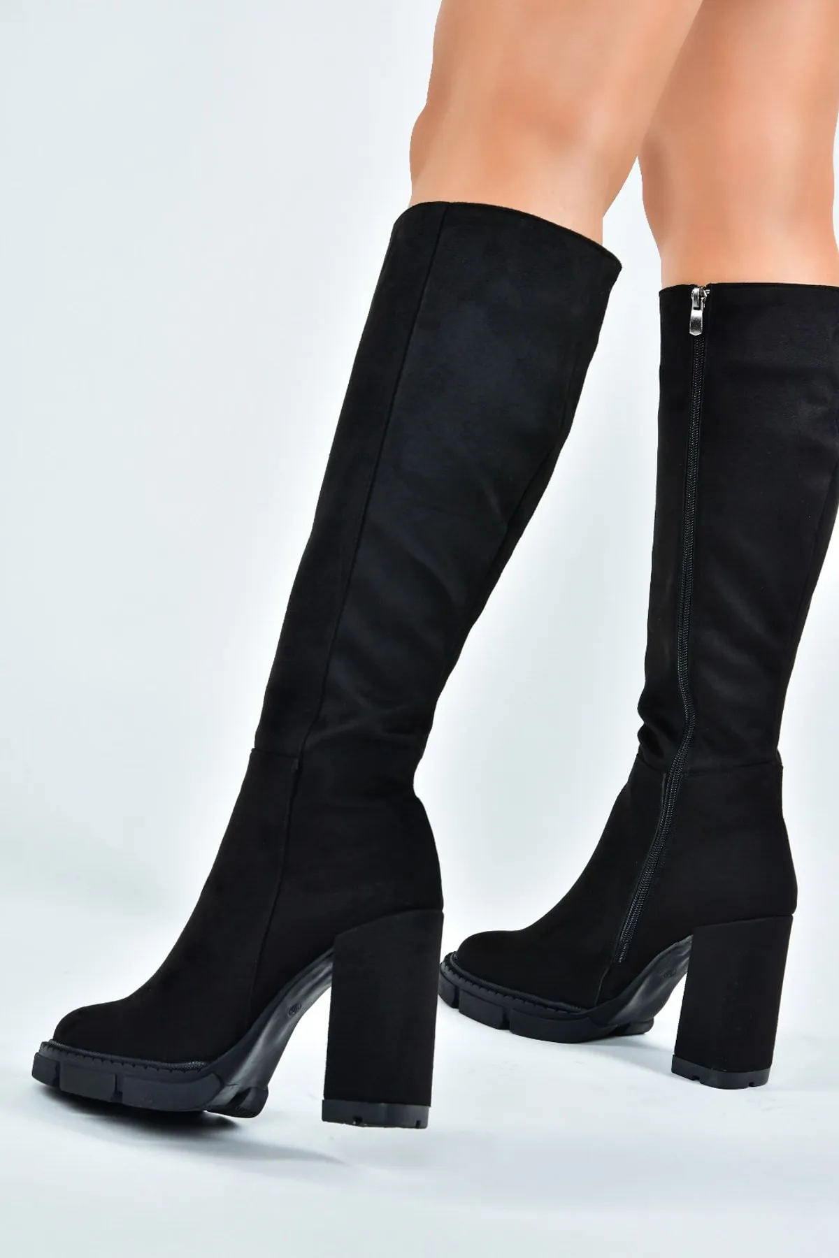 Fox Shoes  Schwarze Wildleder-Damenstiefel mit hohem Absatz L282770102