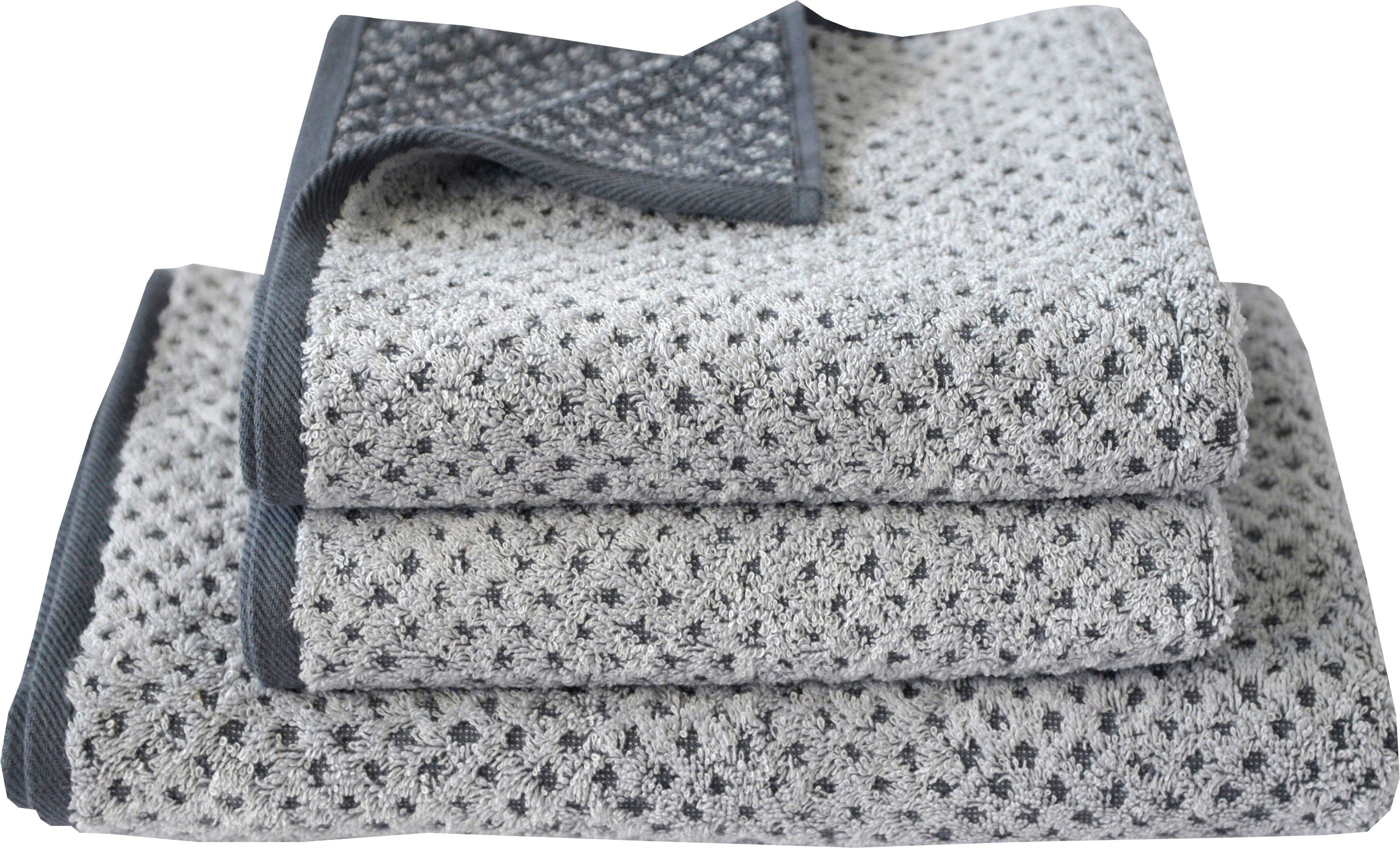 Dyckhoff Handtuch Set Golden Shades Rhombus, Walkfrottier, (3-tlg)