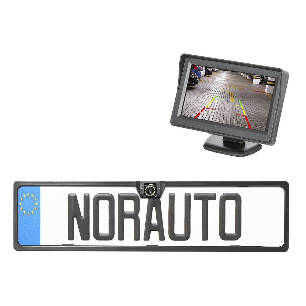 Norauto Nummernschildhalter mit drahtloser Rückfahrkamera und Monitor - ATU