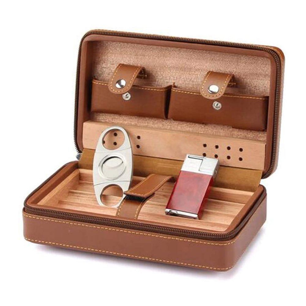 Jormftte Humidor Zigarren Humidor Kunstleder-Hält bis zu 4 Zigarre