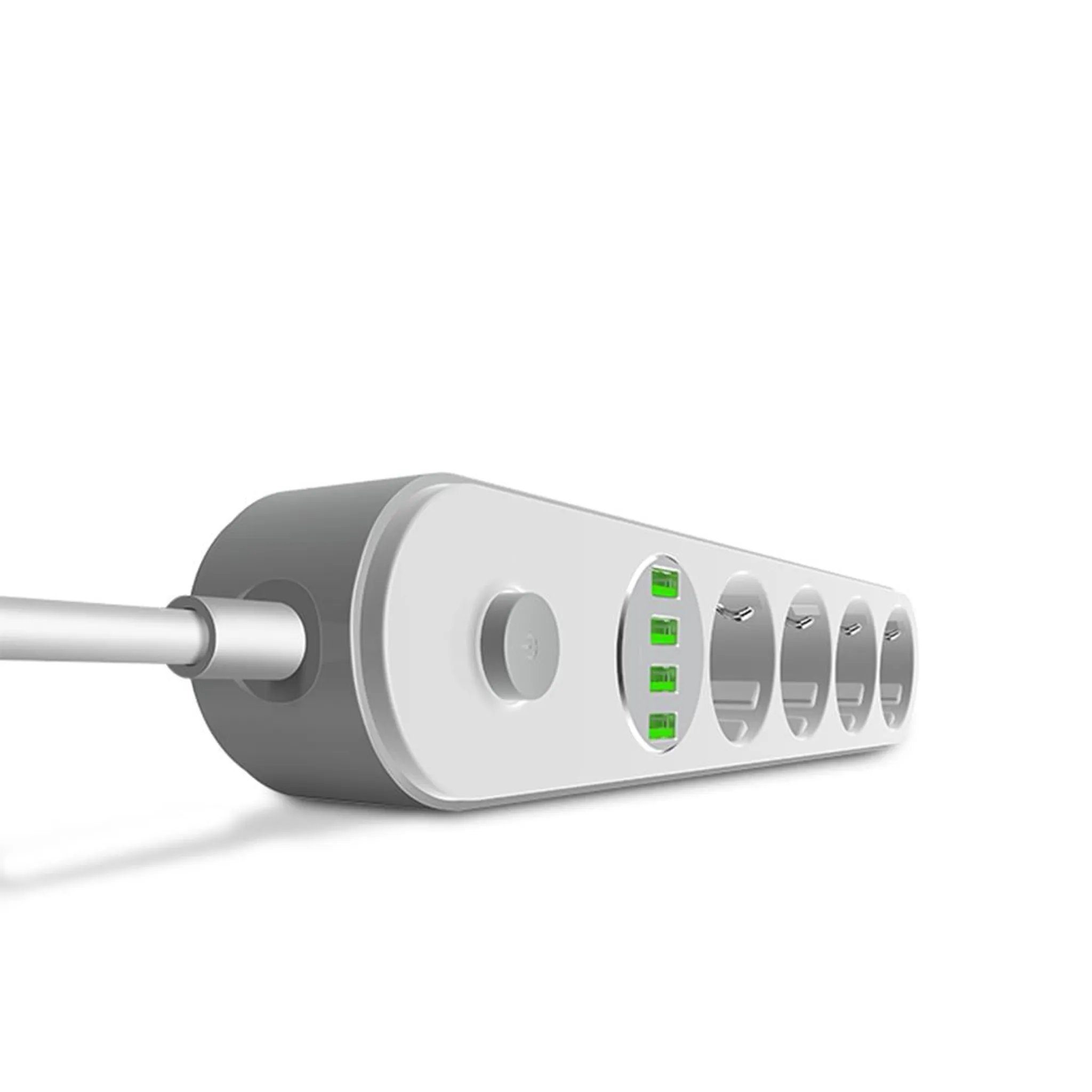 ELEGIANT 4fach Steckdosenleiste mit 4fach USB von LDNIO Mehrfachsteckdose 4-fach (Ein- / Ausschalter, USB-Anschlüsse, Kabellänge 2 m)