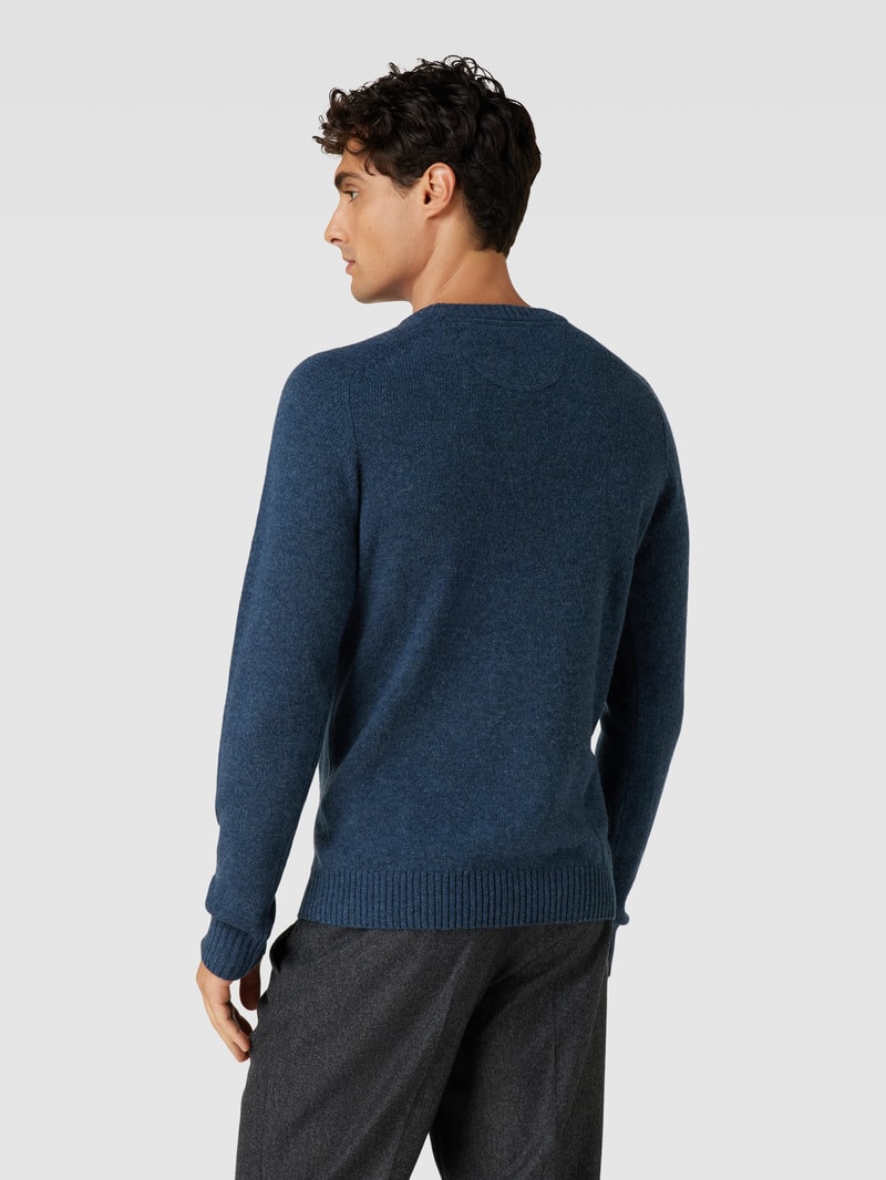 Strickpullover aus Lammwolle Modell 'TANGUY' in marineblau meliert
