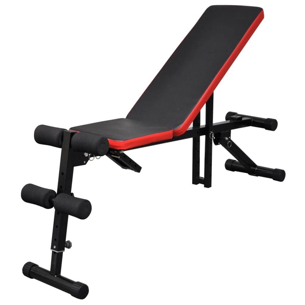 vidaXL Hantelbank Einstellbare Trainingsbank mit Lang- und Kurzhantel-Set 30,5 kg
