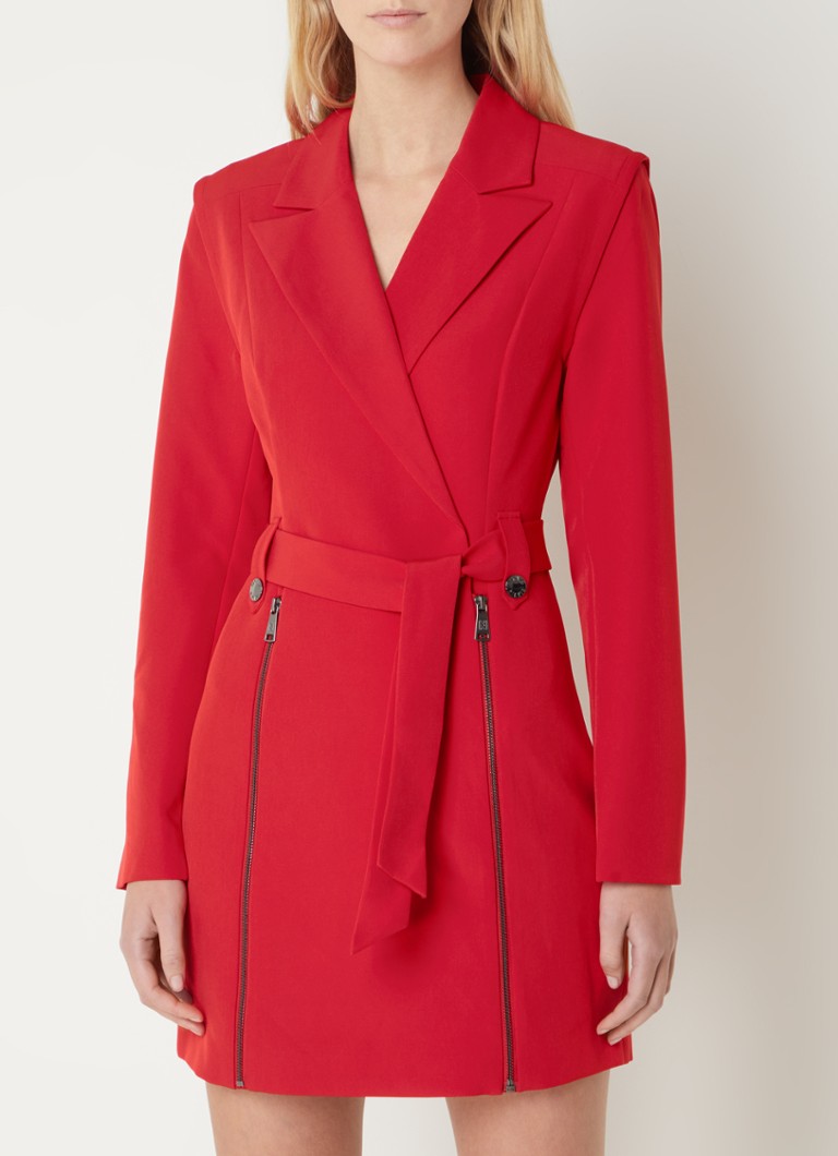 NIKKIE Africa blazer dress with tie belt and shoulder pads