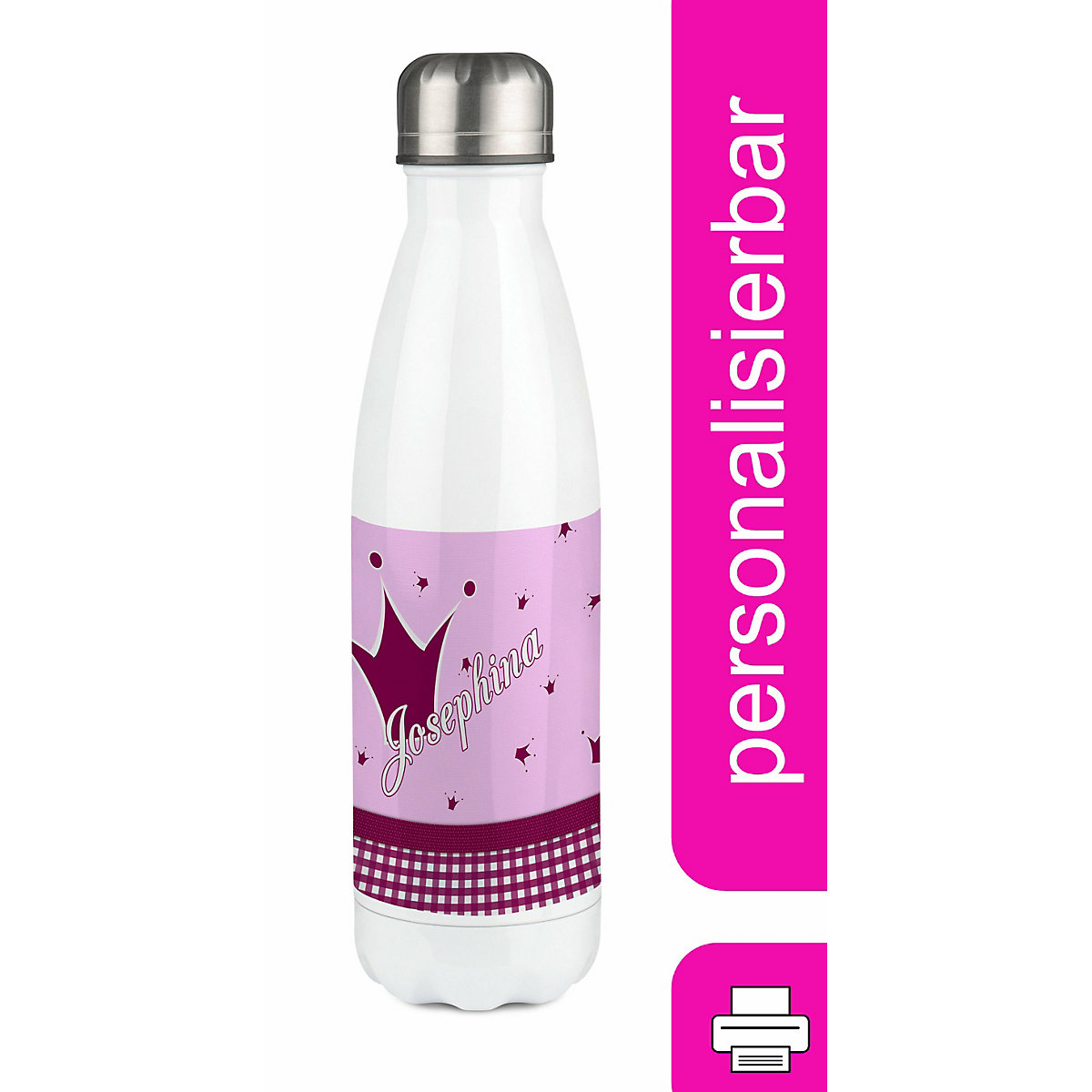 Edelstahl Kinder Thermoflasche / Trinkflasche bunt Krone Farbe brombeere Spülmaschinenfest, Auslaufsicher, Bruchfest, Doppelwandig, Für Heißgetränke geeignet, Mit Deckel, Isoliert