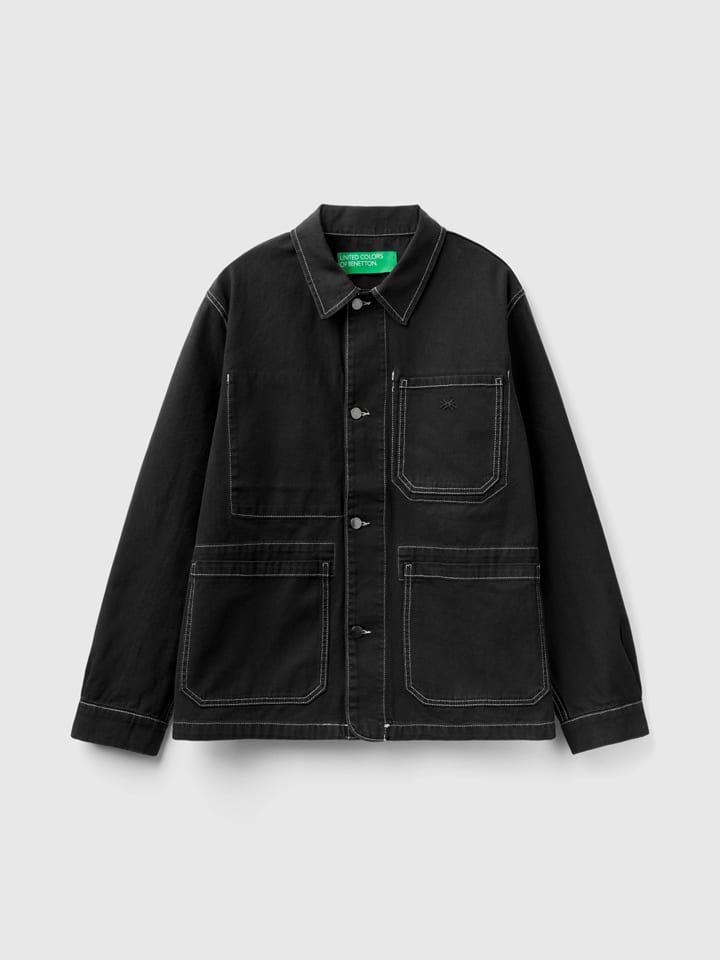 Benetton Hemdjacke in Schwarz günstig kaufen