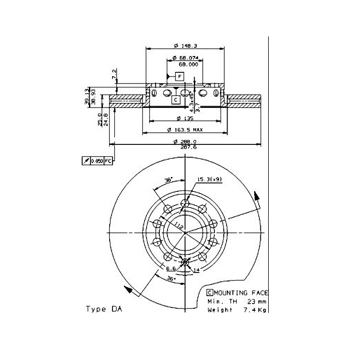 09.5745.21 BREMSSCHEIBE BREMBO VA  VP2 - ATU
