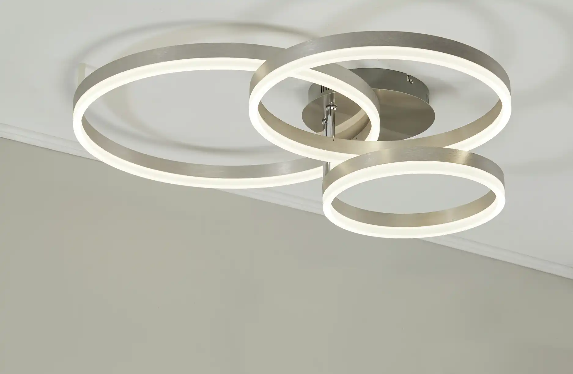 Meisterleuchten LED-Deckenleuchte, 3-flammig, Nickel matt `Ringe´