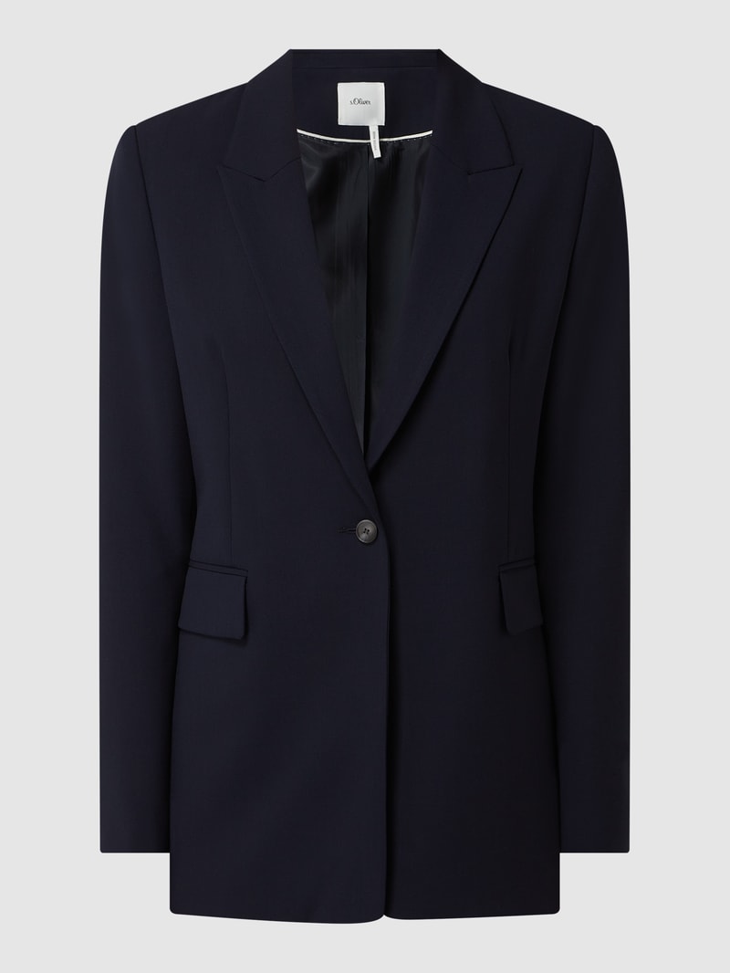 Blazer aus Viskosemischung in marineblau