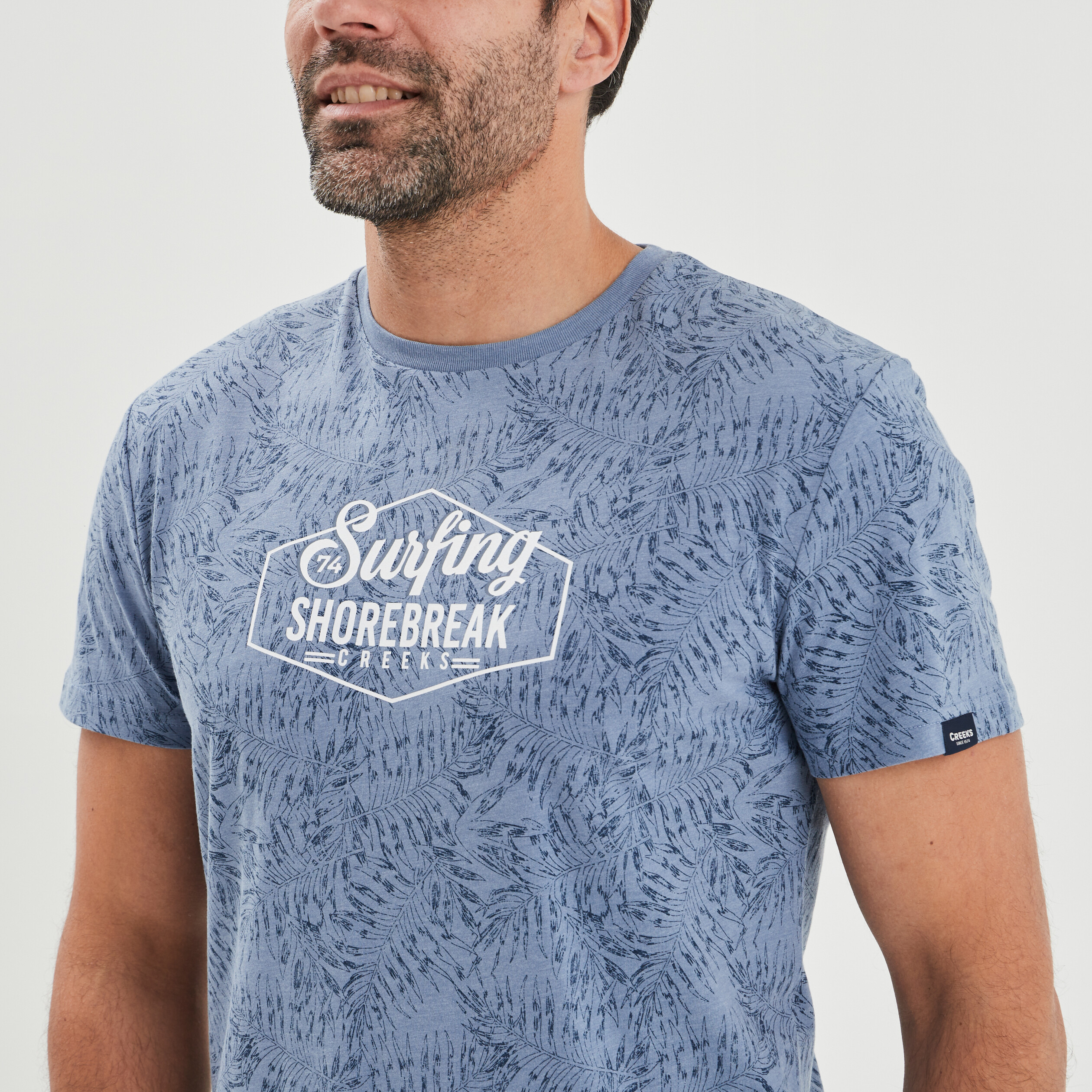 T-shirt manches courtes Creeks bleu gris homme | La Halle