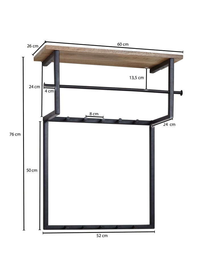 KADIMA DESIGN Wandgarderobe | Mango Massiv, 60x76x26cm, Kleiderstange günstig kaufen onesize