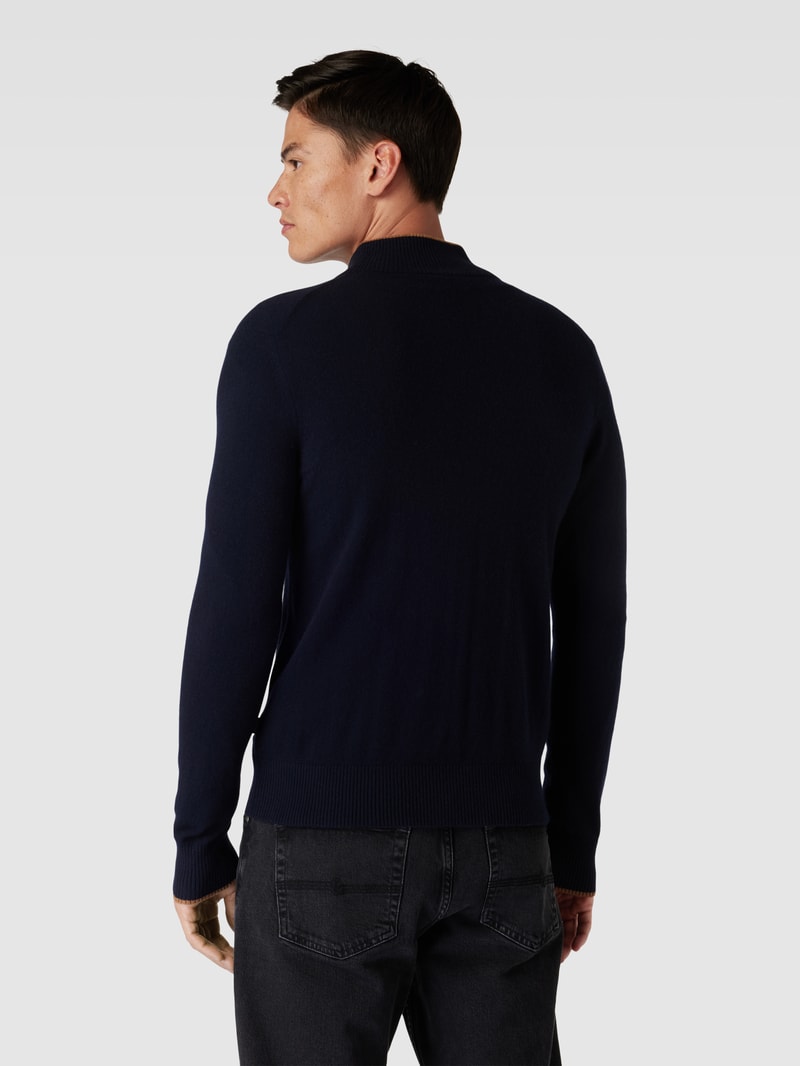 Strickjacke aus Kaschmir mit Kontraststreifen Modell 'Cashmono' in marineblau