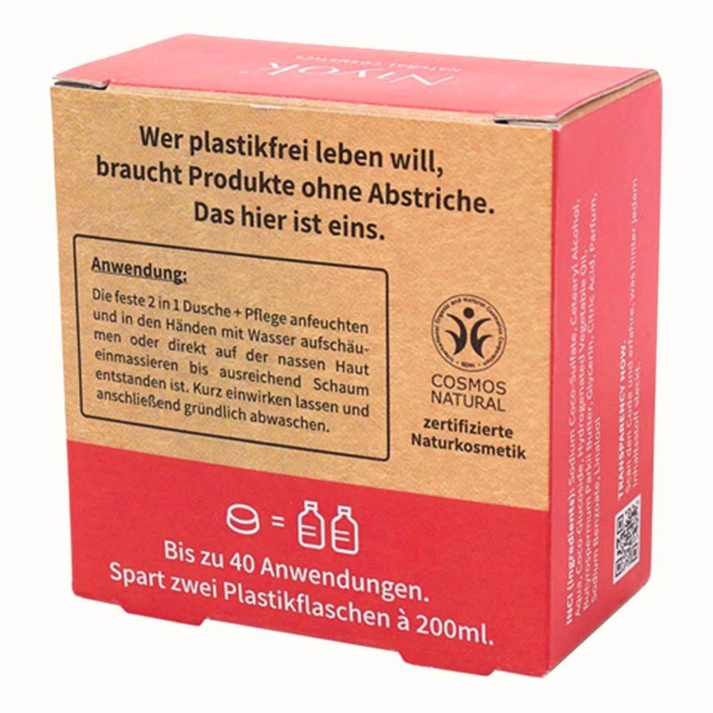 Niyok Feste Duschseife 2in1 feste Dusche+Pflege - Intense red 80g
