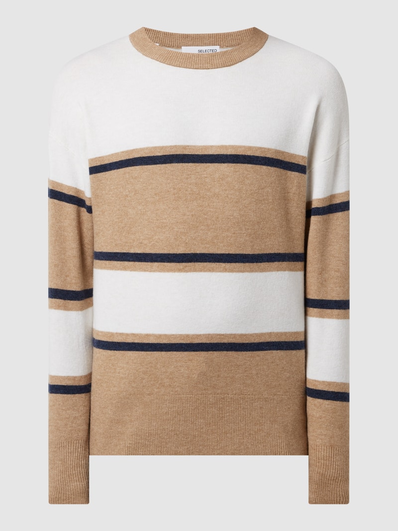 Pullover mit Woll-Anteil Modell 'Stace' in offwhite