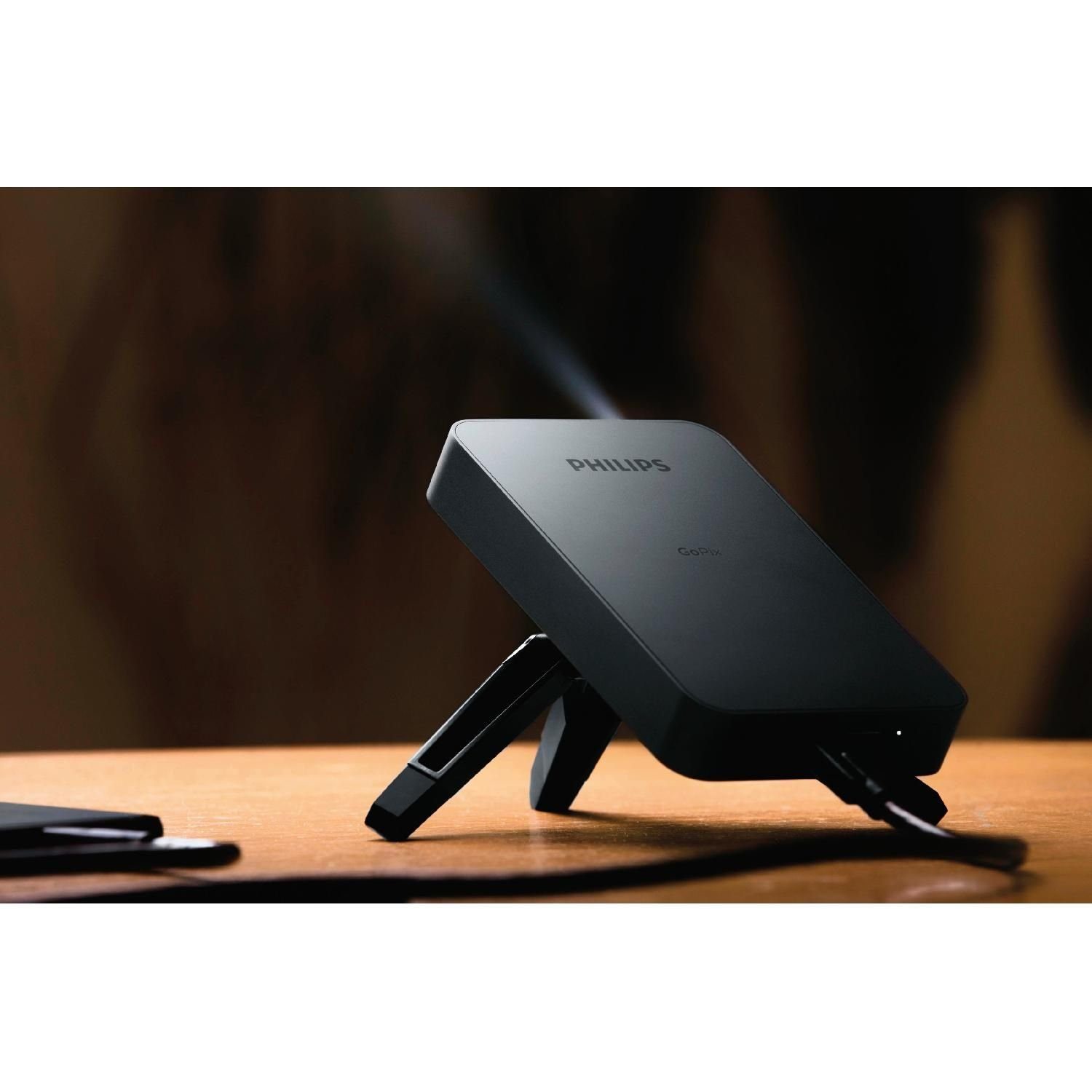 Philips GoPix 1 Projektor Beamer OSRAM LED HDMI DLP Portabler Projektor (600:1, 854 x 480 px, geringer Stromverbrauch, klein, kompakt, hohe Auflösung, bis 75 Zoll)