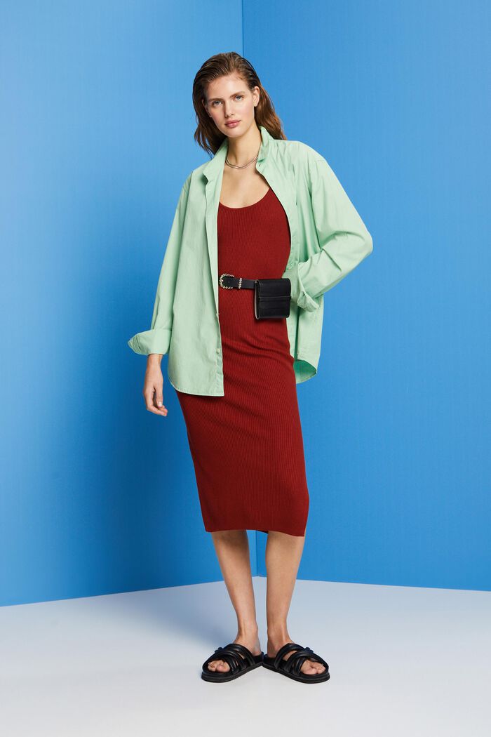 Kleid aus Rippstrick, Leinenmix
