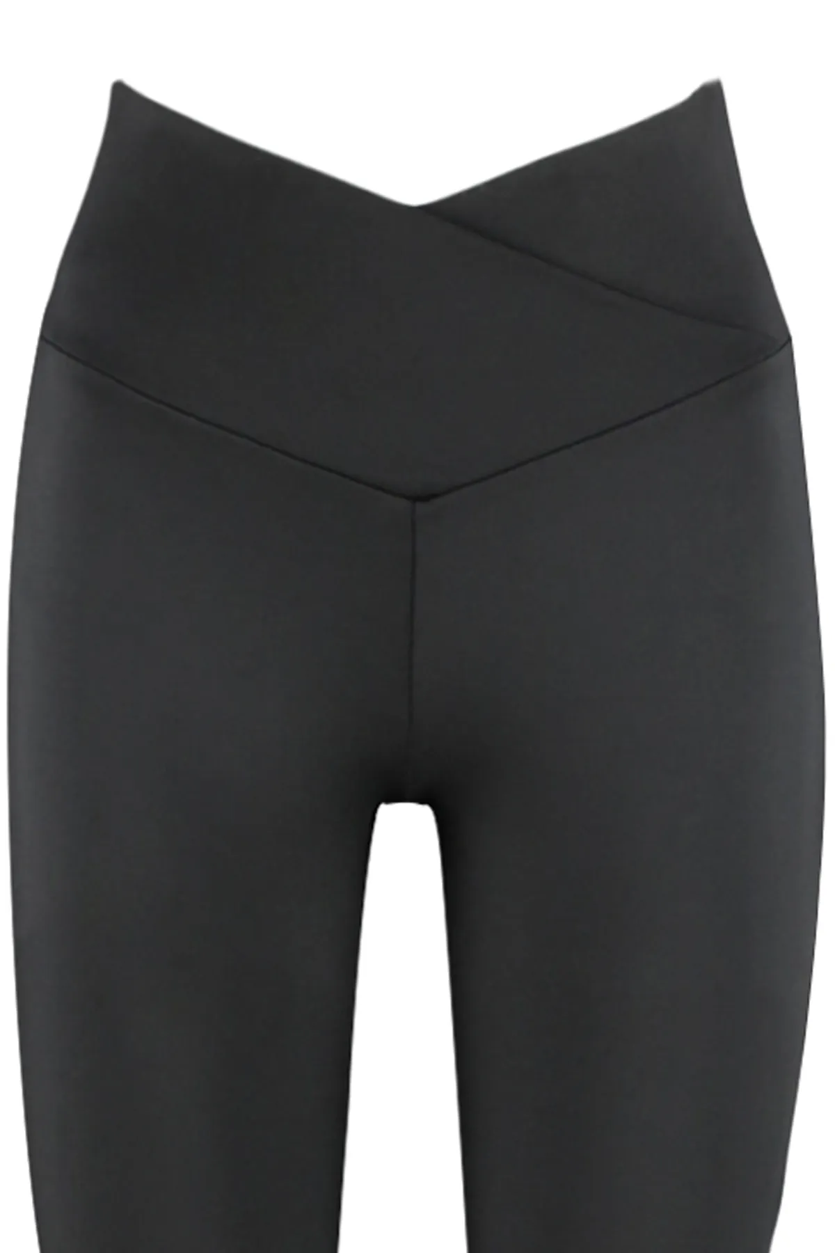 Trendyol Collection  Schwarze, zweireihige, detaillierte Yoga-Sportleggings mit spanischem Bein und gestrickter Taille THMAW23TY00005