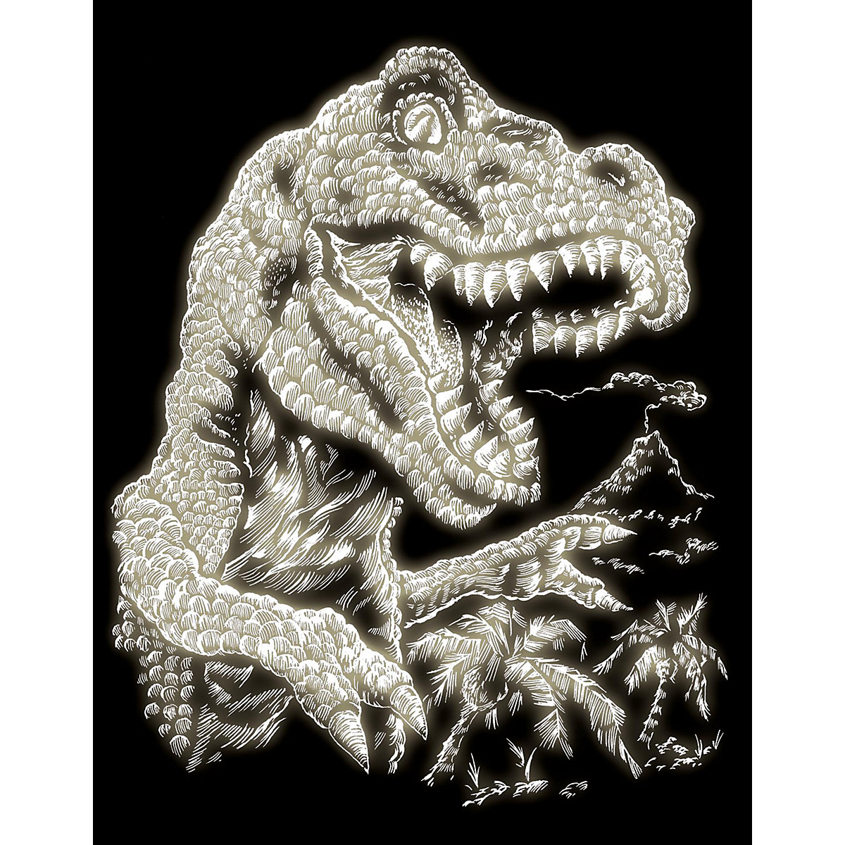Kratzbild Tyrannosaurus Rex Glow in the Dark