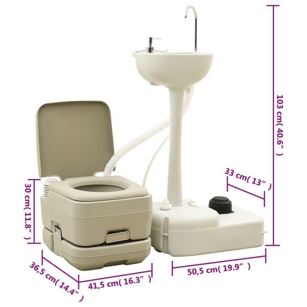 vidaXL Campingtoilette Tragbare Campingtoilette mit Waschbecken und Wasserbehälter
