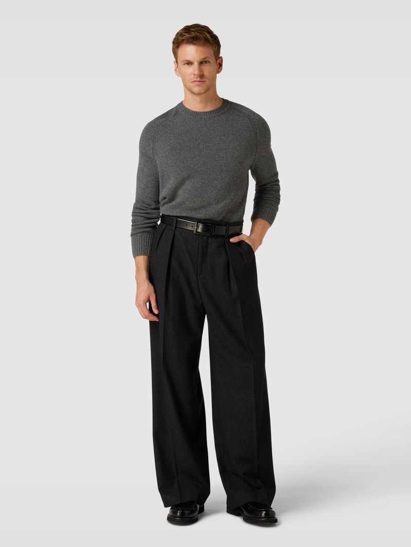 Kaschmirpullover mit Rundhalsausschnitt Modell 'Maglio' in anthrazit