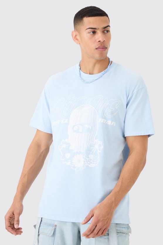 Oversize T-Shirt mit Homme Mask Print