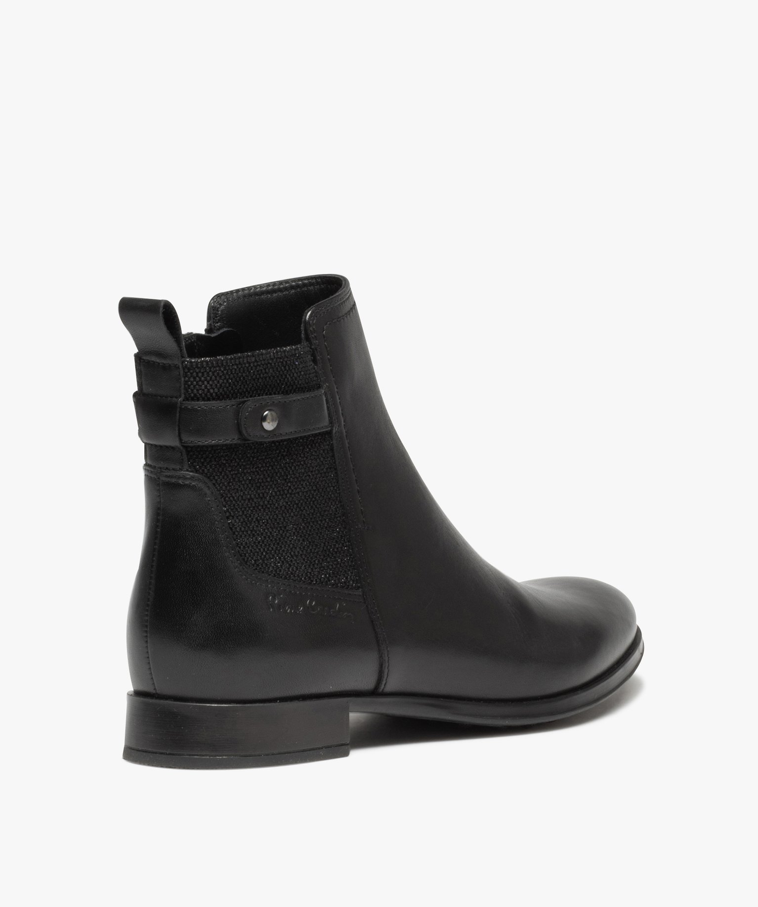 Boots dessus cuir avec élastique fantaisie sur tige femme -... noir | GEMO