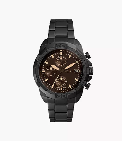 Fossil Uhr Chronograph Bronson Edelstahl schwarz