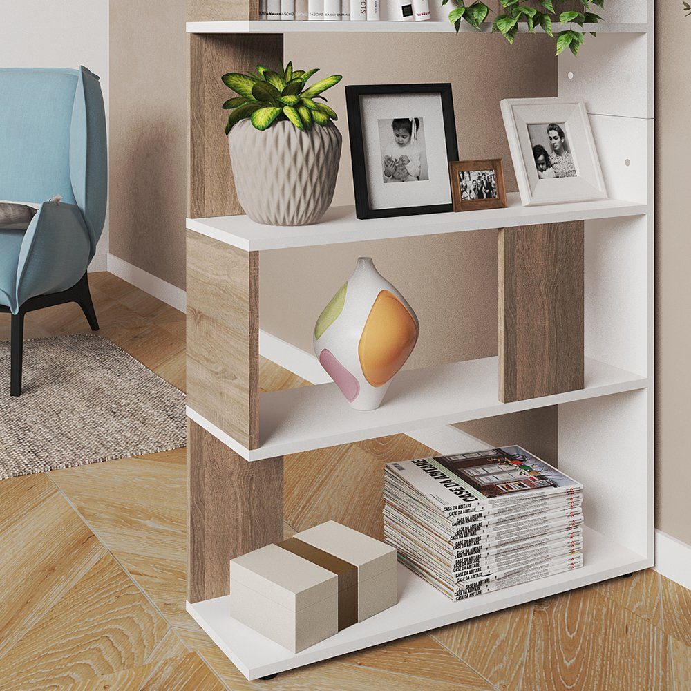Vicco Raumteiler Bücherregal Standregal Groß Weiß Sonoma
