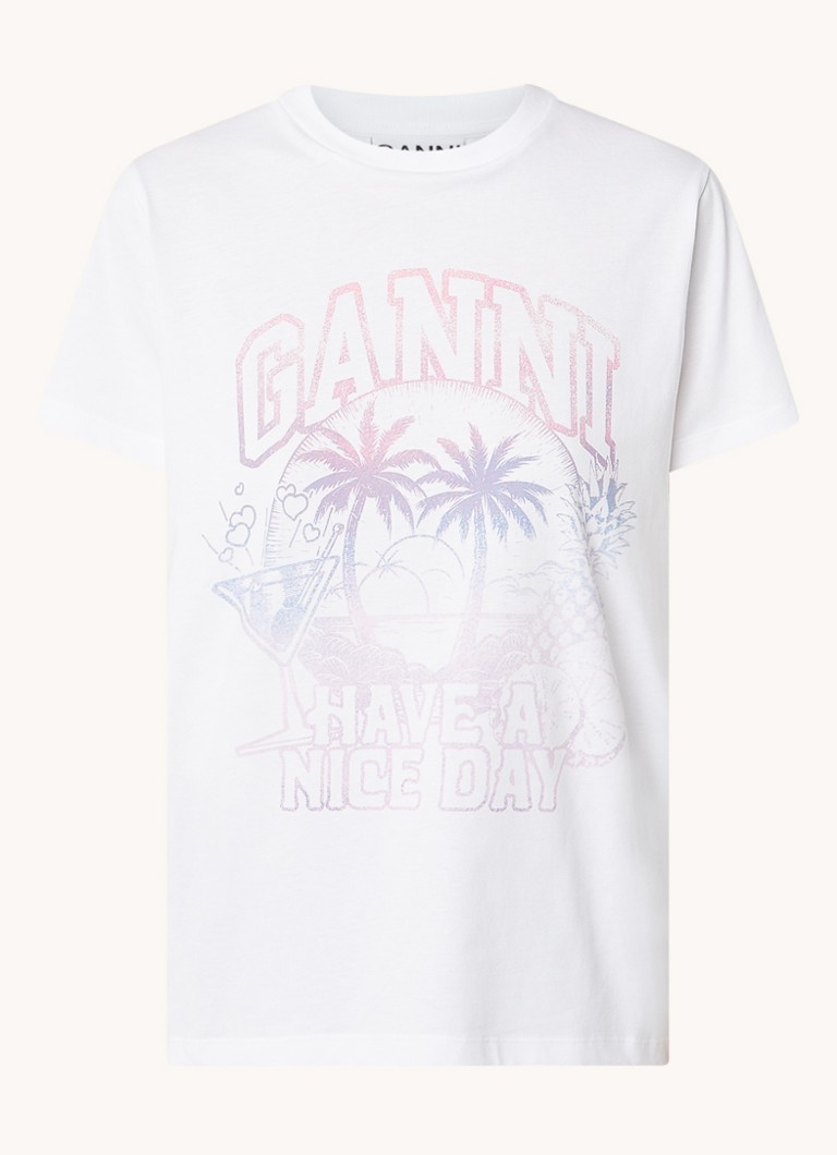 T-shirt Ganni in cotone biologico con logo stampato