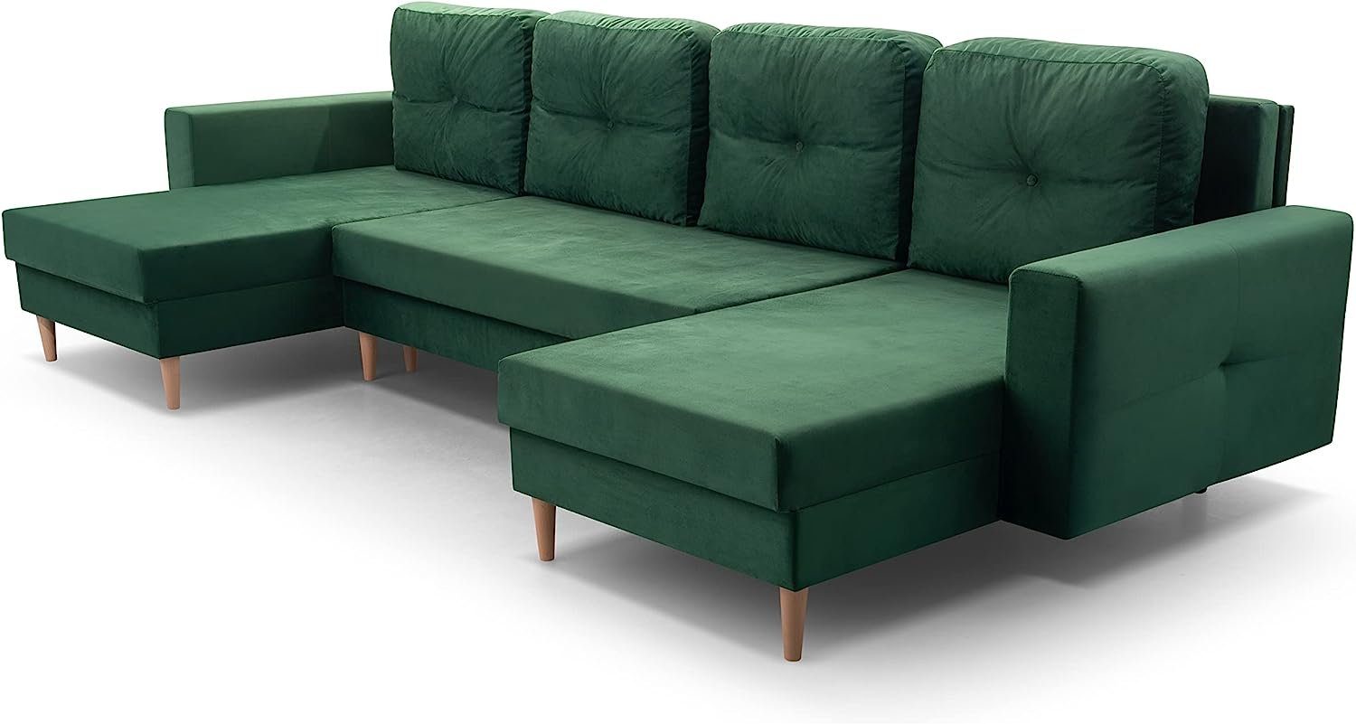 MOEBLO Wohnlandschaft Carl U, Ecksofa U-Form mit Schlaffunktion Eckcouch mit Bettkasten Sofa Couch Polsterecke U-Sofa - 300x137x84 cm, mit Bettkasten und Schlaffunktion